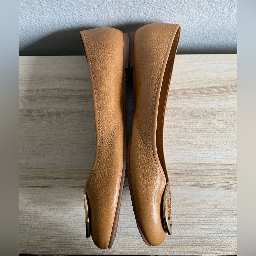 Tory Burch Reva Ballet Flats Leather Royal Tan Size 12 - Picture 11 of 16